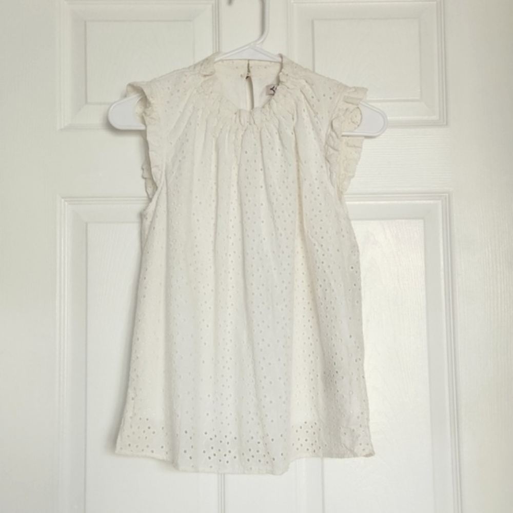NWT Nanette Lepore Cream Eyelet Sleeveless Top